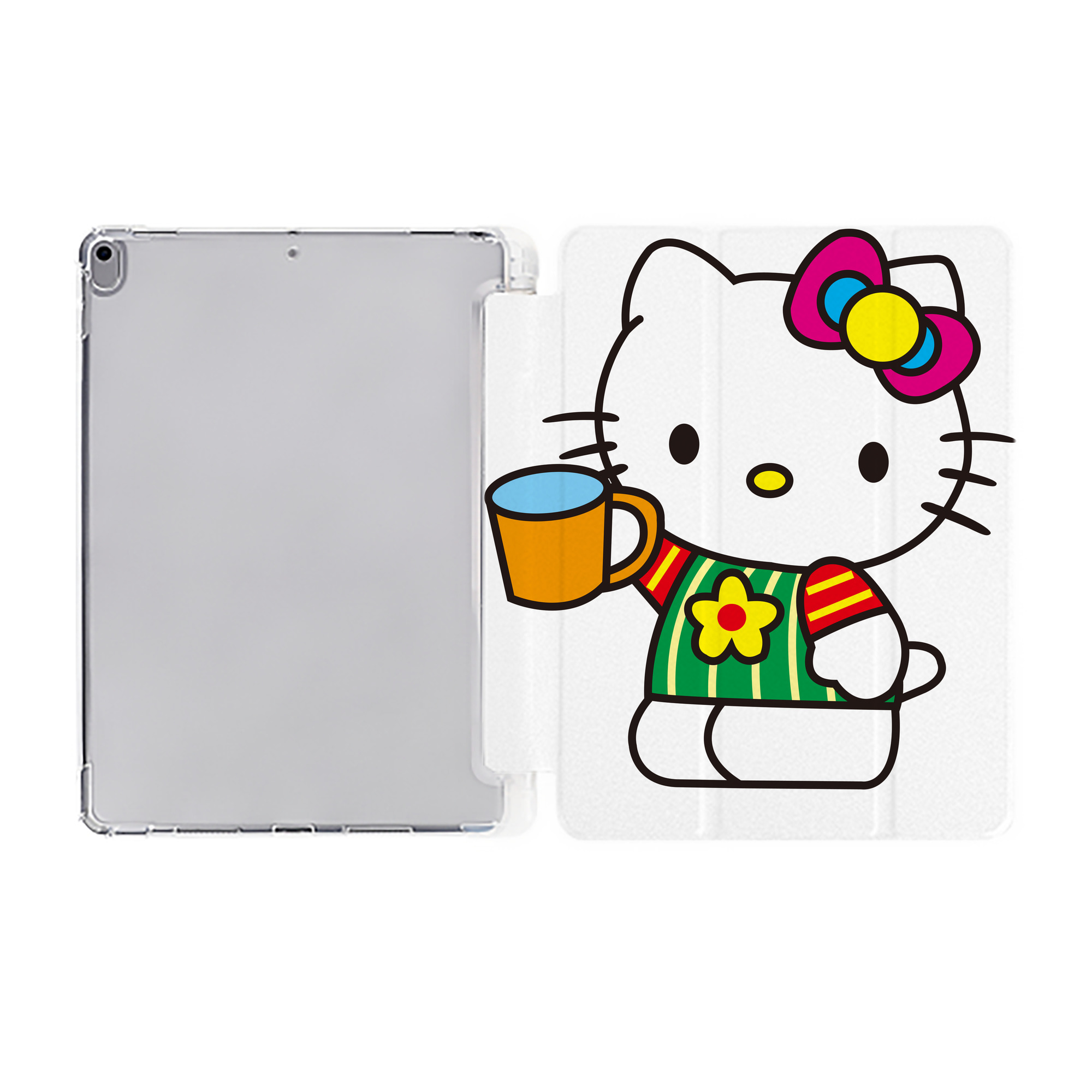 （画像用） Hello Kitty ハローキティ IPad ケース ペン収納付き 三つ折りスタンド PUレザー×シリコン 対応機種9.5/10.5/10.9インチ